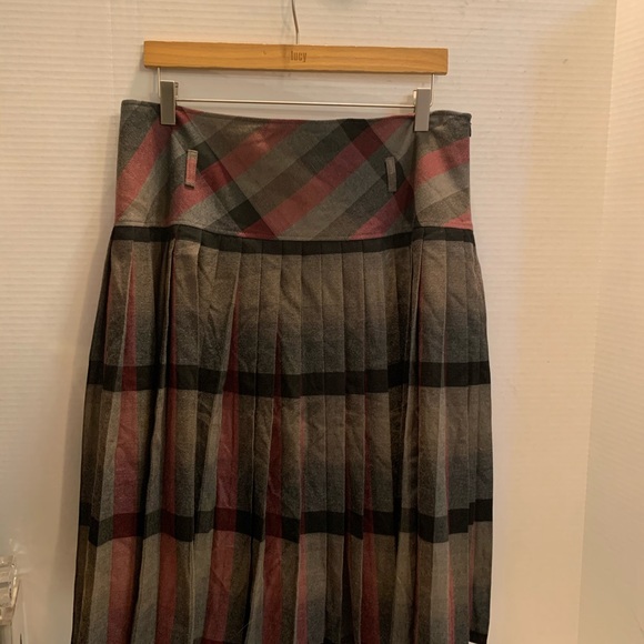 GUZELLA NEW W/Tag Gray Plaid Pleated SKIRT Sz 14 - Picture 6 of 8